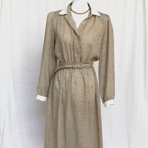 Vintage Beige Printed Shirtdress